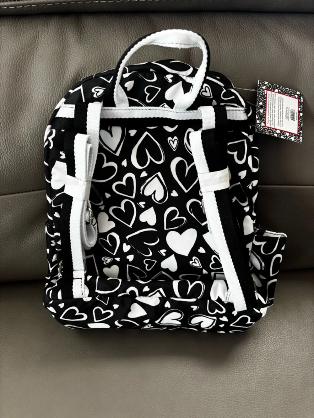 Brighton Black & White Heart Print  Backpack - Picture 2 of 4